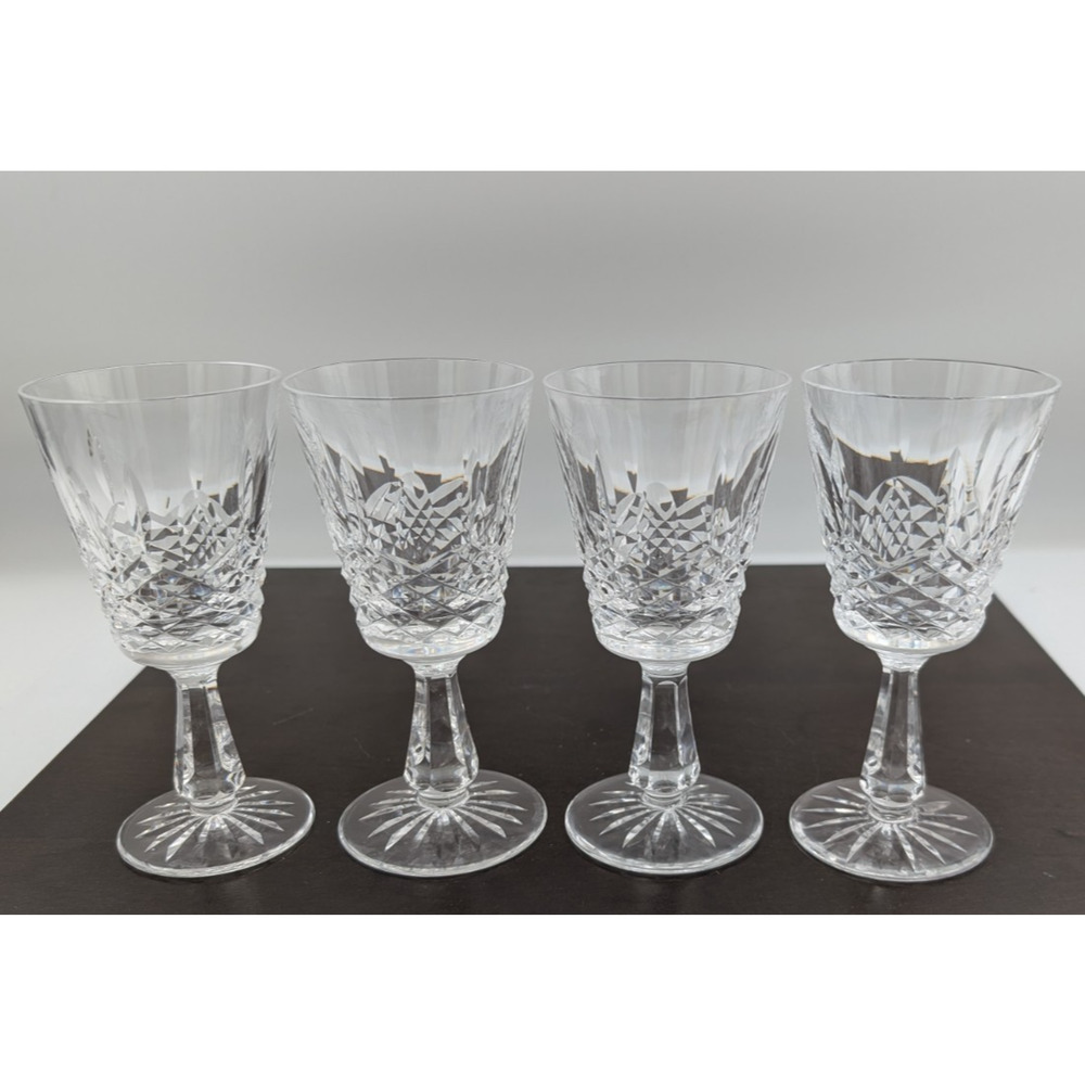 Kenmare by Waterford Irish Cut Crystal Set of 4 Claret Wine Glasses 6" Vintage